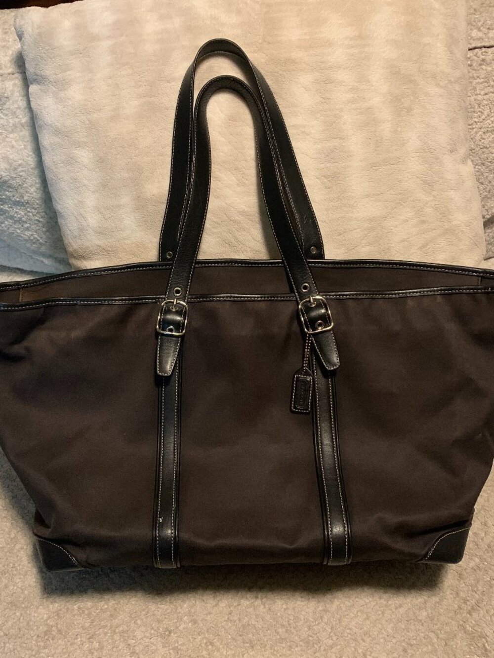 Coach Black Canvas Tote Duffle Weekender Bag